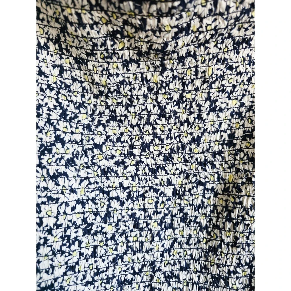 J. Crew XXL Smocked Peplum Top Navy White Floral‎ Puff Slv Square Neck 2X NEW